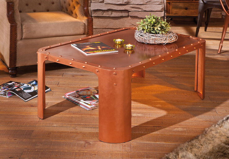 Couchtisch Niklas 110 x 45 cm Metall Kupferfarbig