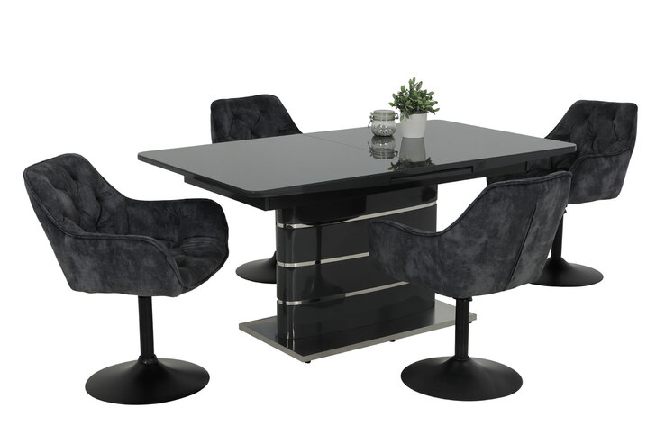 Stuhl BIRTE, Samtvelour Vintage Anthrazit