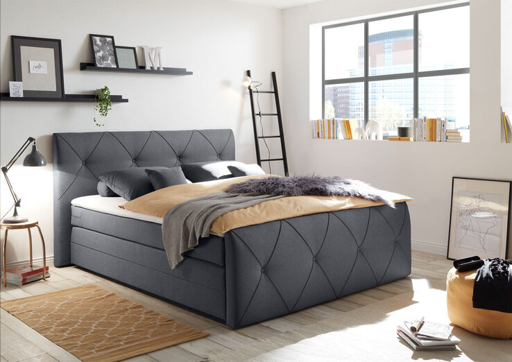 Boxspringbett Calgary 2 Anthrazit 180x200cm