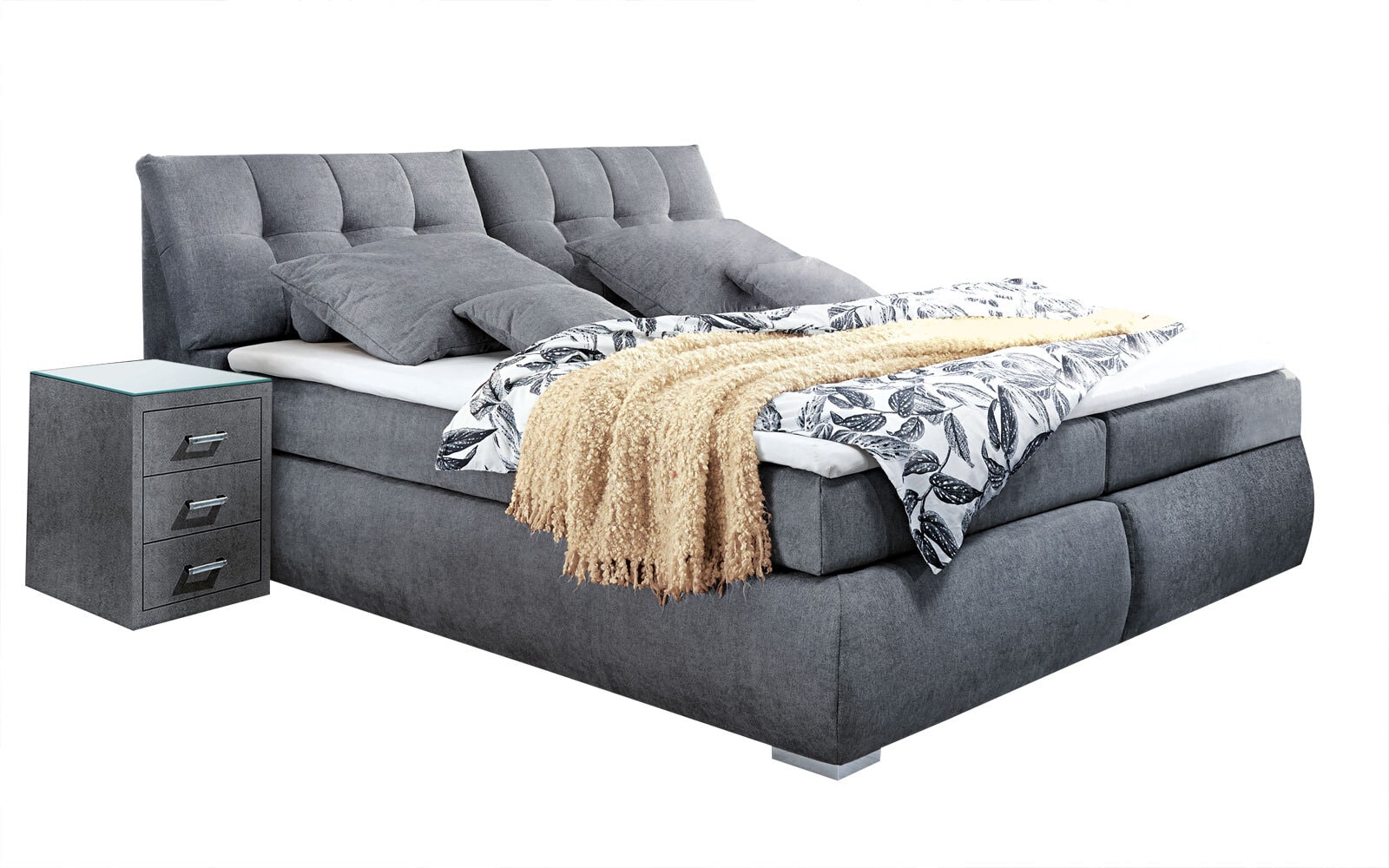 Boxspringbett Bregenz Stoffbezug dark grey ca. 180 x 200 cm