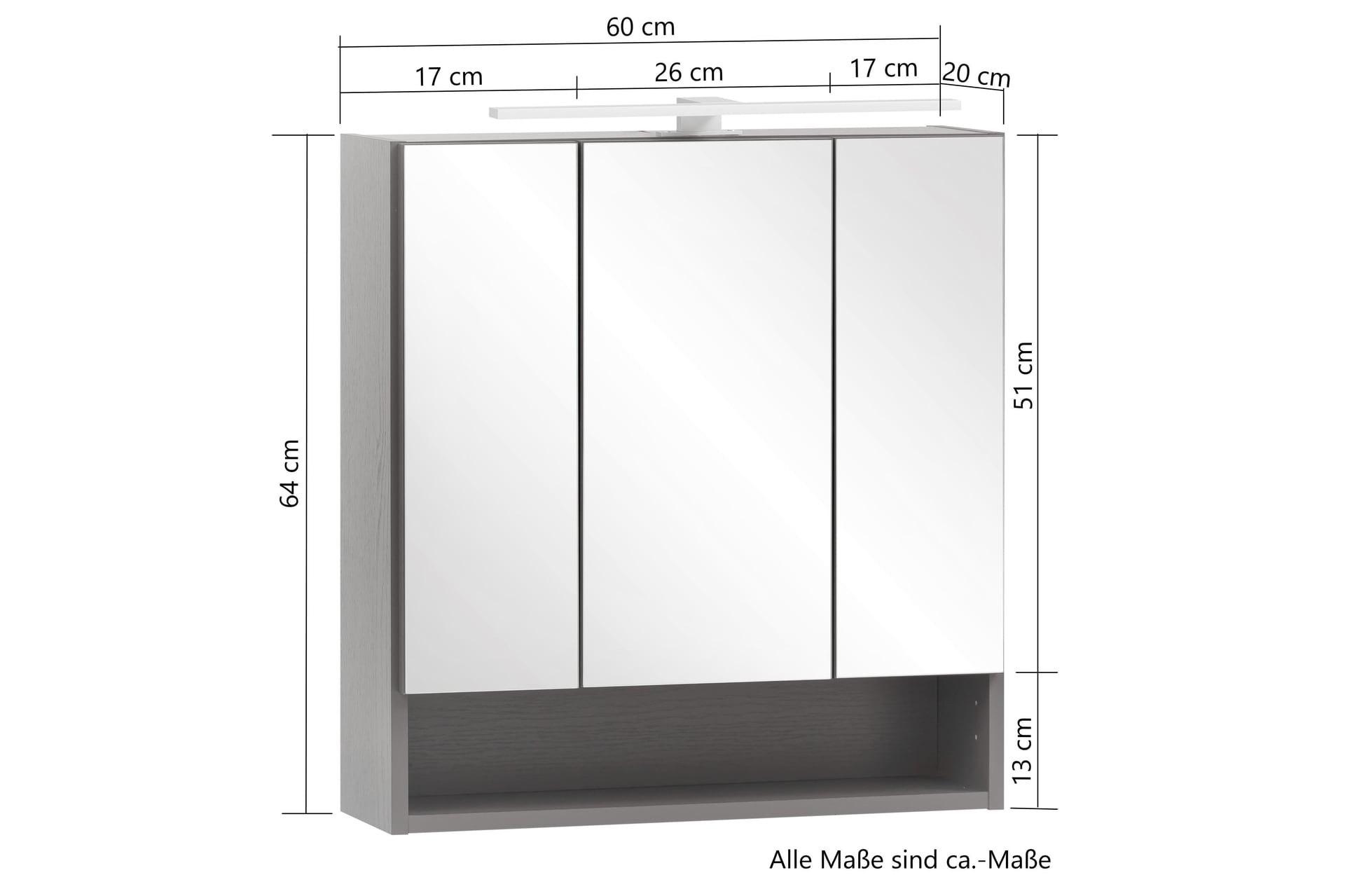 Spiegelschrank Antwerpen Wotaneiche B/H/T ca. 60x64x20cm