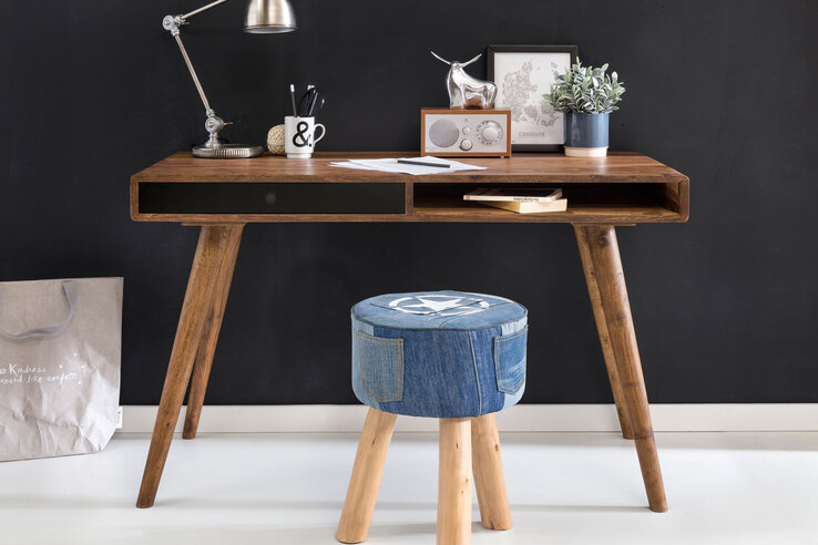 Schreibtisch Wexford Massivholz braun/schwarz