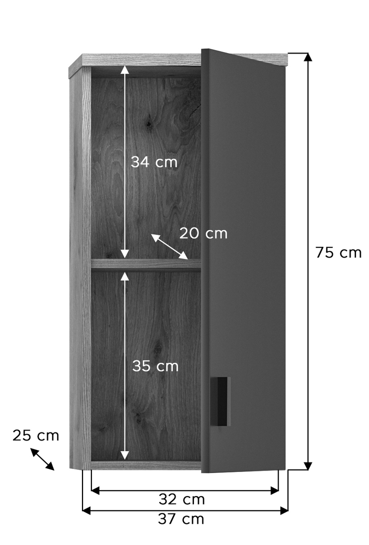 Badkombination Grado Nox Oak 4-teilig B/H/T 140x192x48 cm