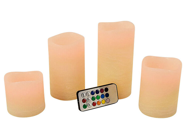 4er Set LED-Kerzen + Fernbedienung Wachs/Kunststoff