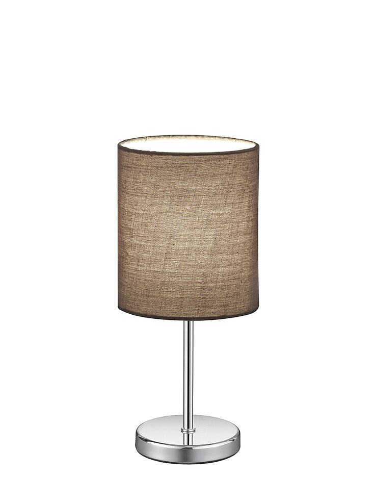 Retrofit Tischlampe Jerry chromfarbig taupe 28cm 13cm Metall Textil Schnurschalter