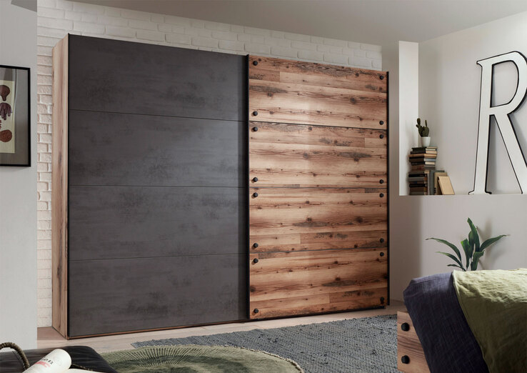 Schwebetürenschrank Dover Braun/Grau 270 x 210 x 60 cm