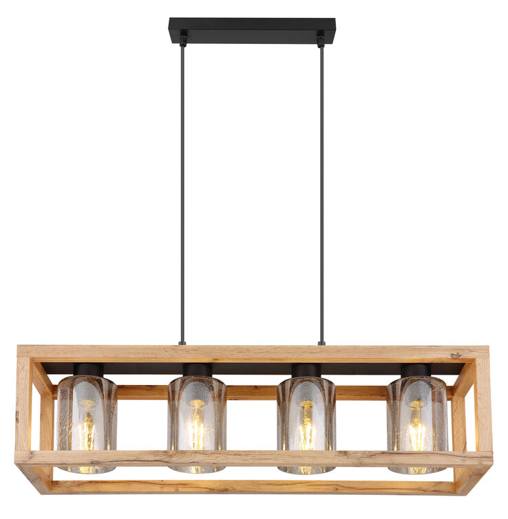 PETTEY Pendellampe schwarz 15497-4H, B/H/T: 75 x 120 x 20 cm, Glas, Metall