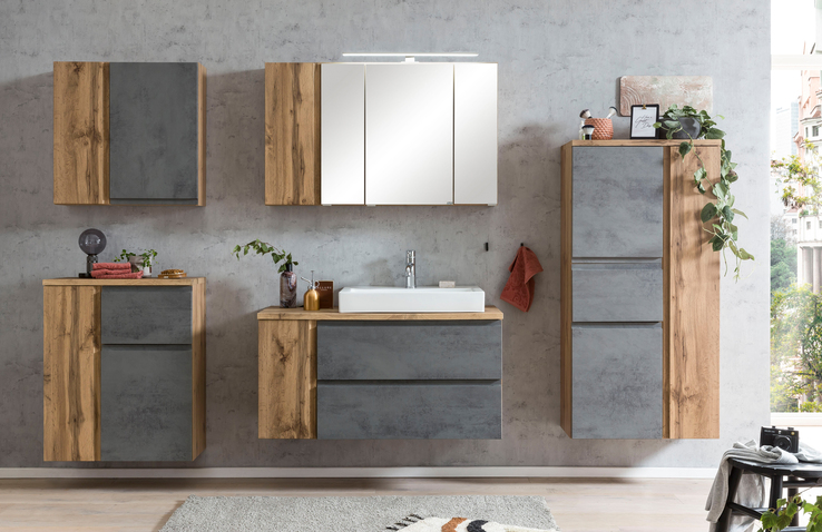 Spiegelschrank Gent braun 3-türig B/H/T 105x64x20 cm