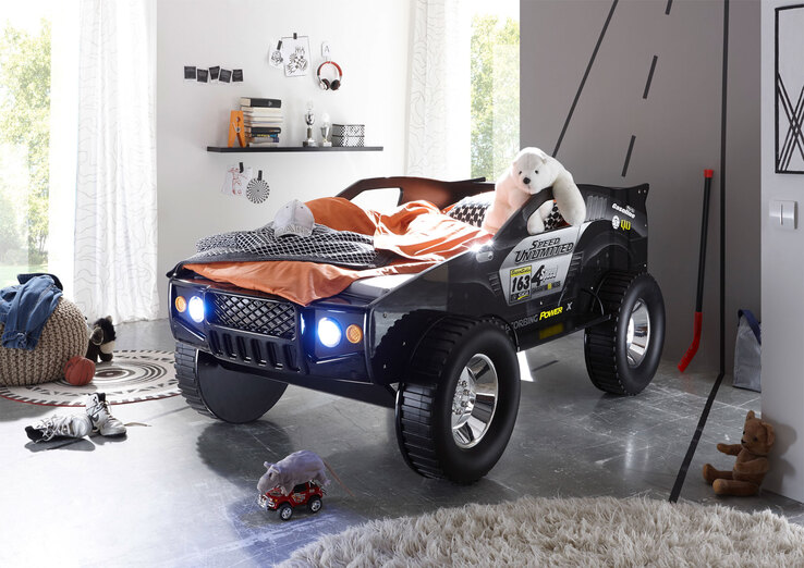 Autobett Jeep 127x96x219 cm schwarz
