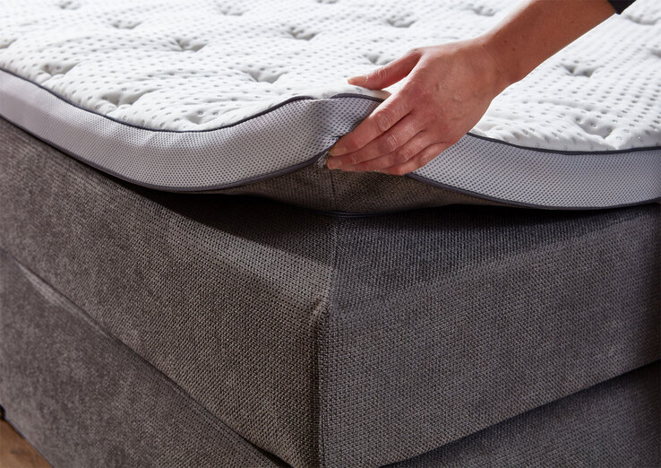 Boxspringbett Portage Stoffbezug Grau ca. 160 x 200 cm