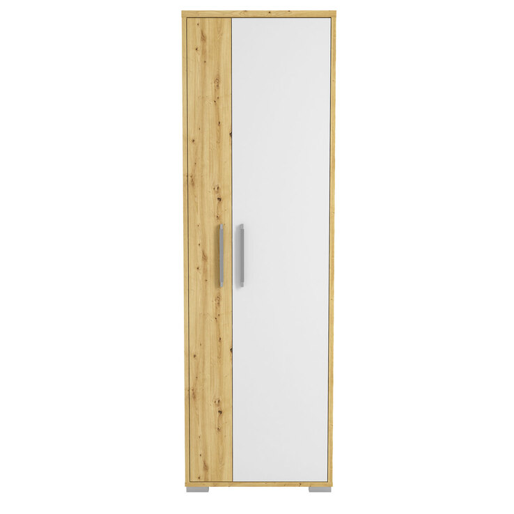 Garderobenschrank Vendo 60,3x192,8x38,5 cm Weiß hochgl./Asteiche