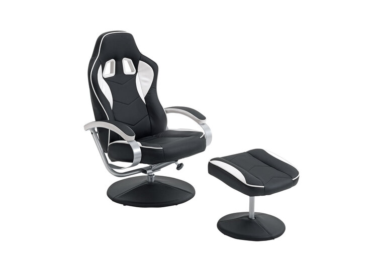 Relaxsessel Formel 1 Kunstleder Schwarz/Weiß