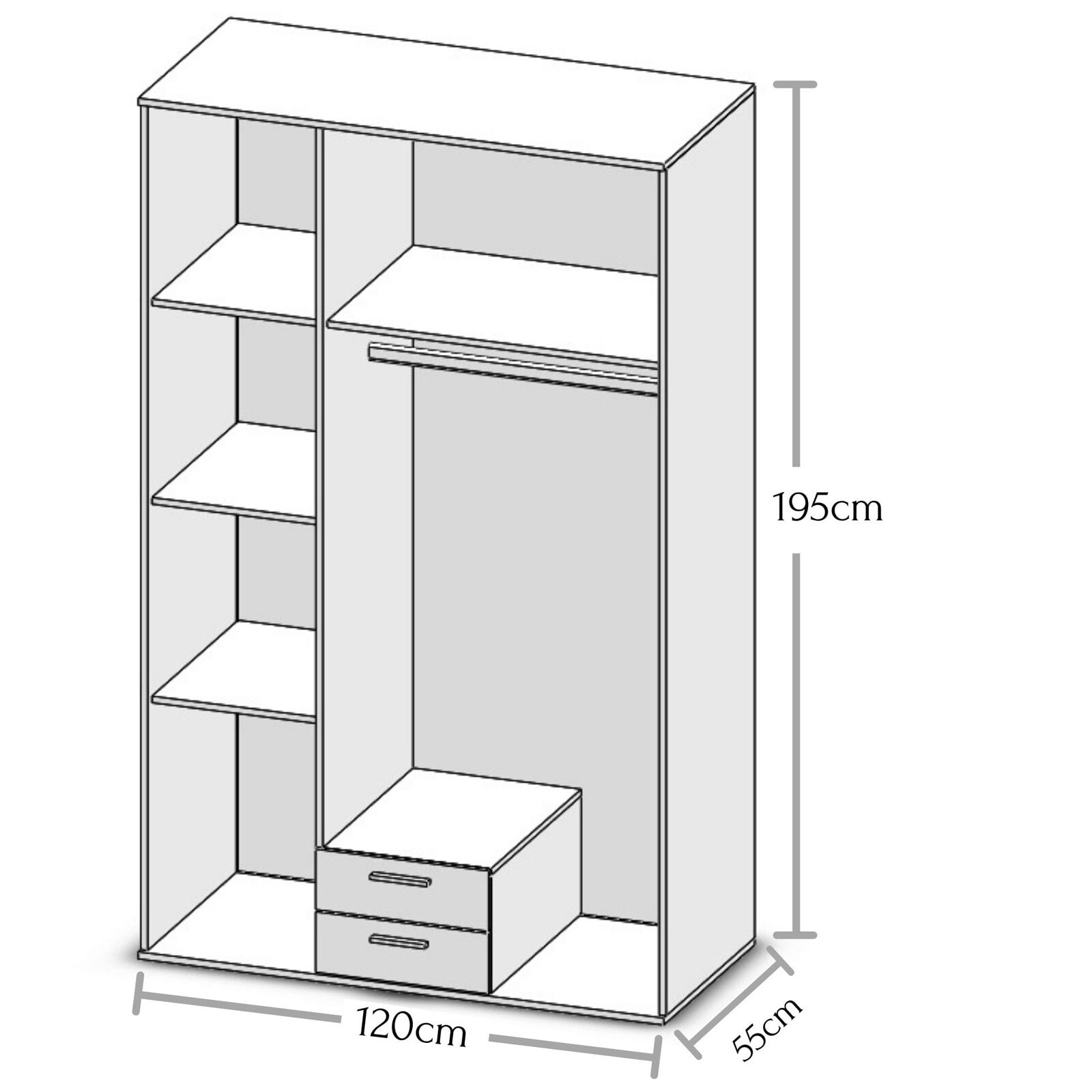 Kleiderschrank Karl Weiß Nachbildung  ca. 120 x 195 x 55 cm 