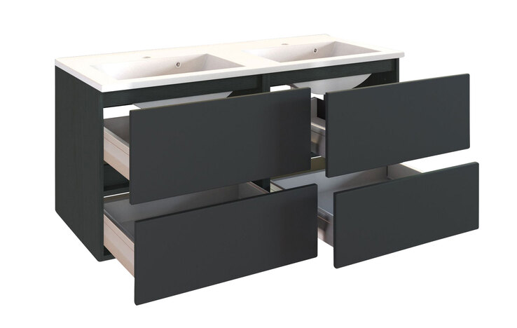 Waschtisch Baabe 120 x 56 cm grau / graphit NB matt