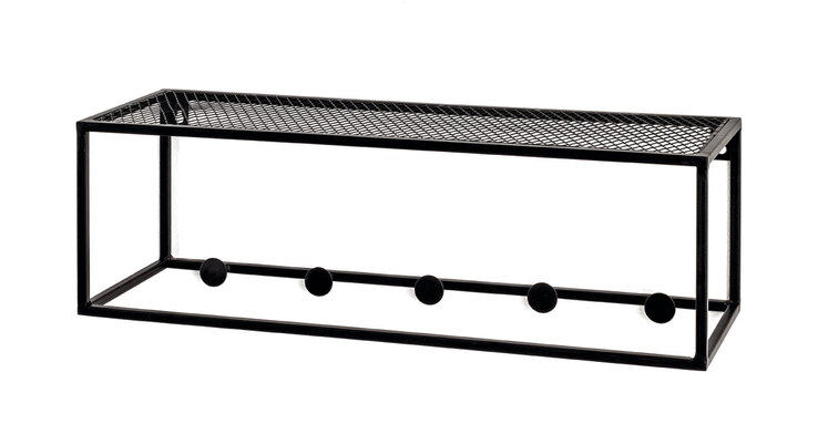 Wandgarderobe Leicester 5 Schwarz Metall 50 x 16 cm