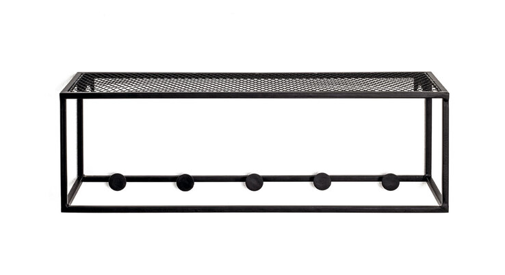 Wandgarderobe Leicester 5 Schwarz Metall 50 x 16 cm