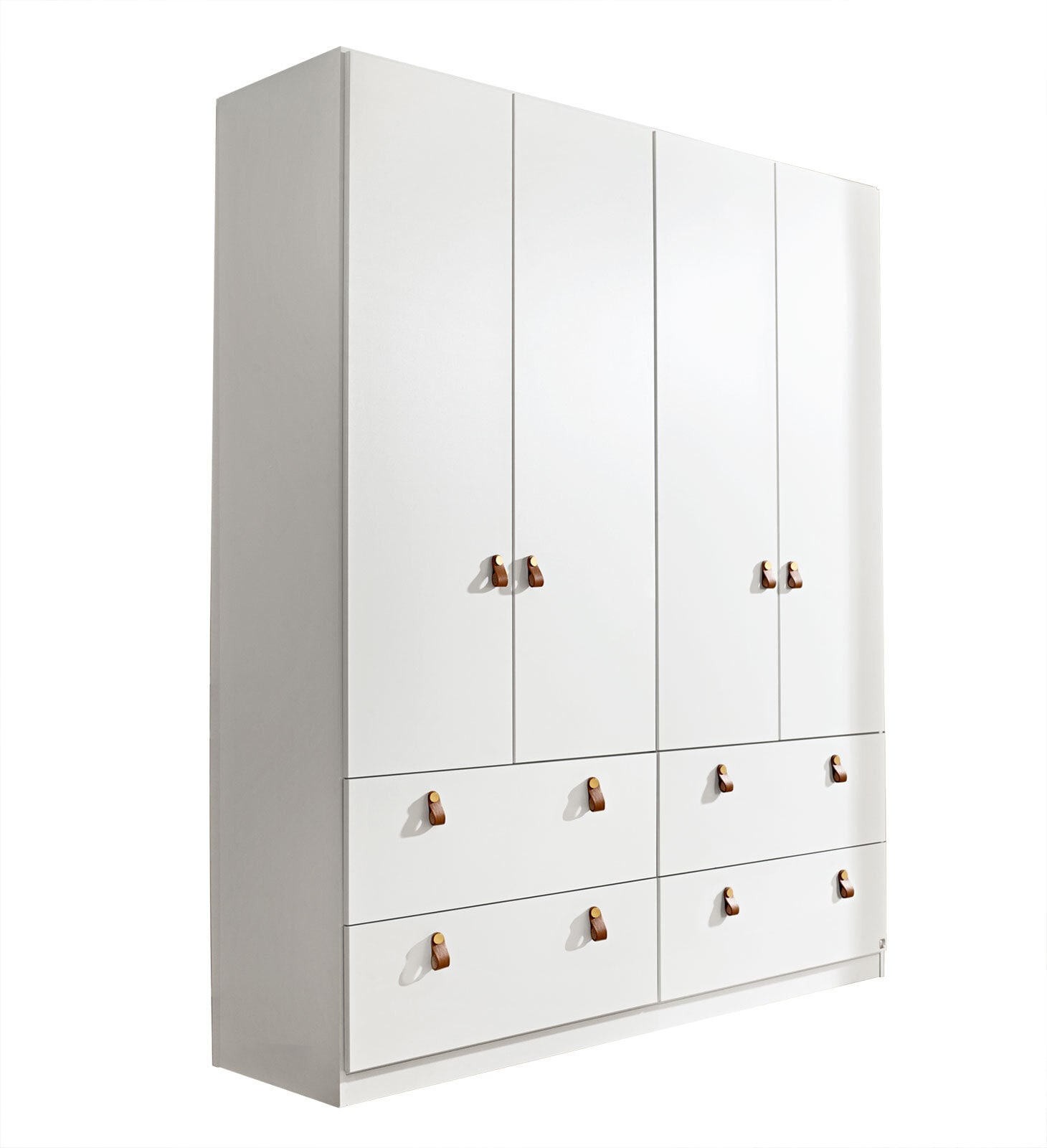 Drehstürenschrank Quadra-Spin Alpinweiß B/H/T 181/210/54 cm Lederlaschengrippe