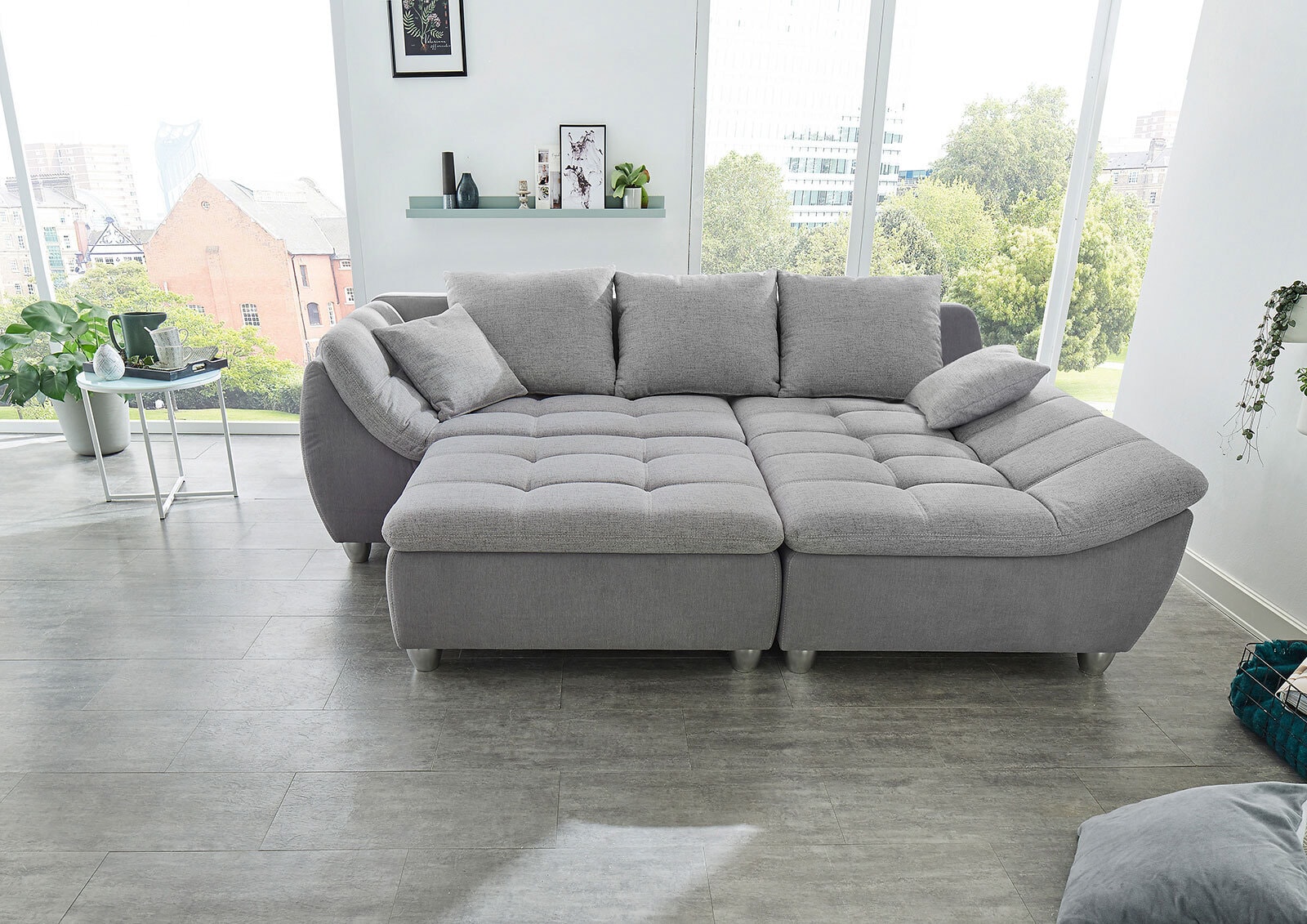 Ecksofa Genua Grau 250x179 cm