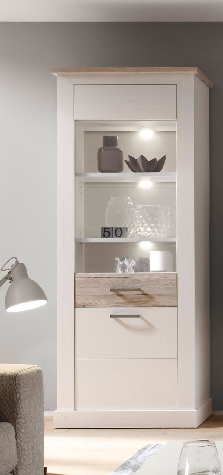 Stauraumvitrine Toronto Anderson Pinie hell Nachbildung ca. 80 x 210 x 42 cm