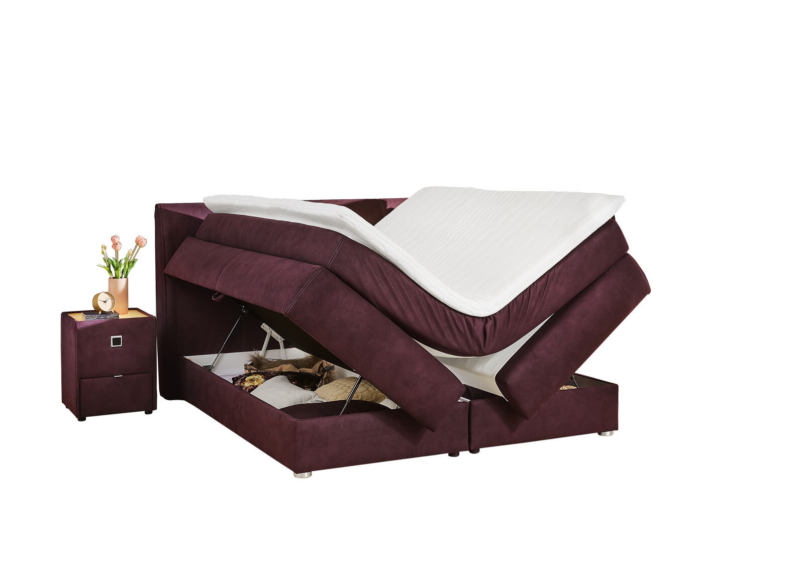 Boxspringbett Carla Mix Aubergine 180x200 cm