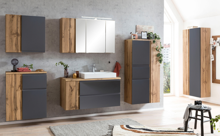 Spiegelschrank Gent braun 3-türig B/H/T 105x64x20 cm
