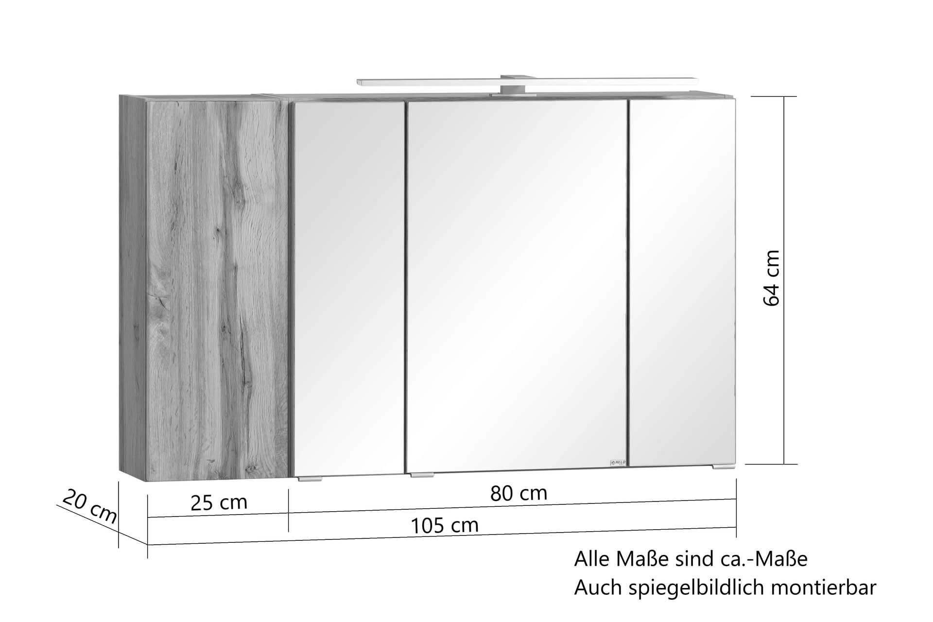 Badkombination Gent weiß/braun B/H/T 105x200x47 cm 