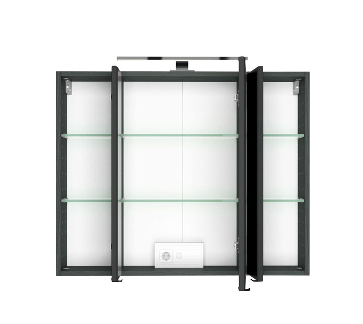Spiegelschrank Baabe 80 x 66 cm grau / graphit NB LED Beleuchtung