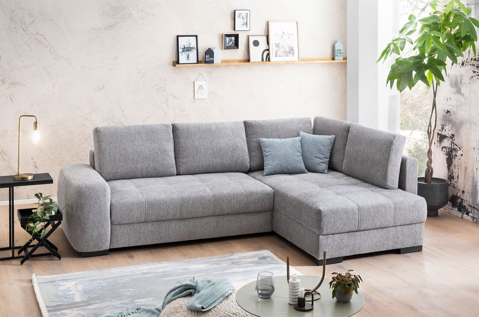 Ecksofa Freddy de Luxe 269 x 179 cm / 179 x 269 cm stone