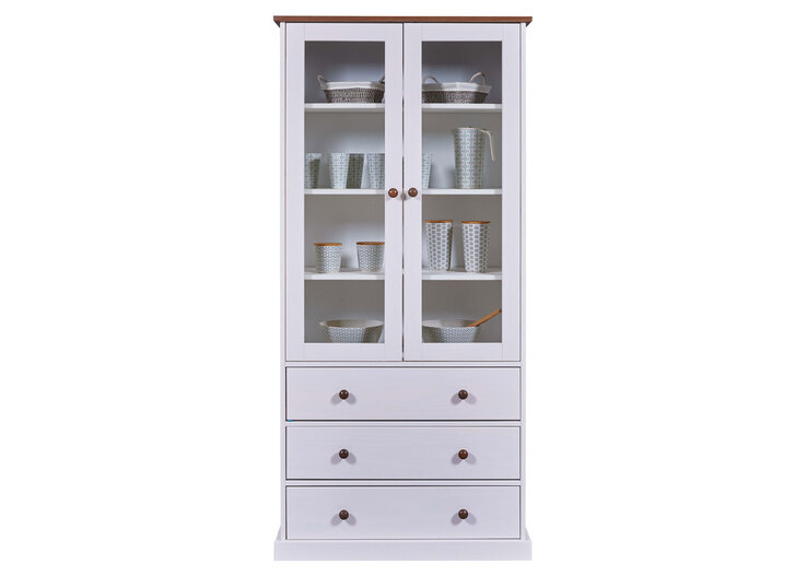 Vitrine Jacob Kiefer massiv lackiert 90 x 190 x 38,4 cm