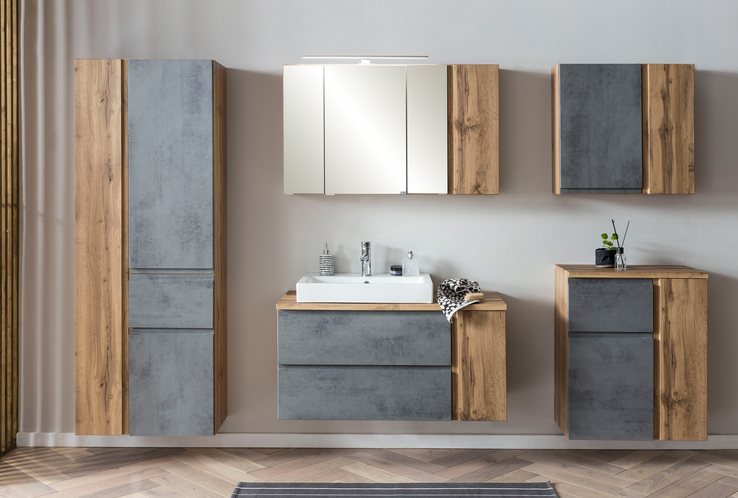 Spiegelschrank Gent braun 3-türig B/H/T 105x64x20 cm