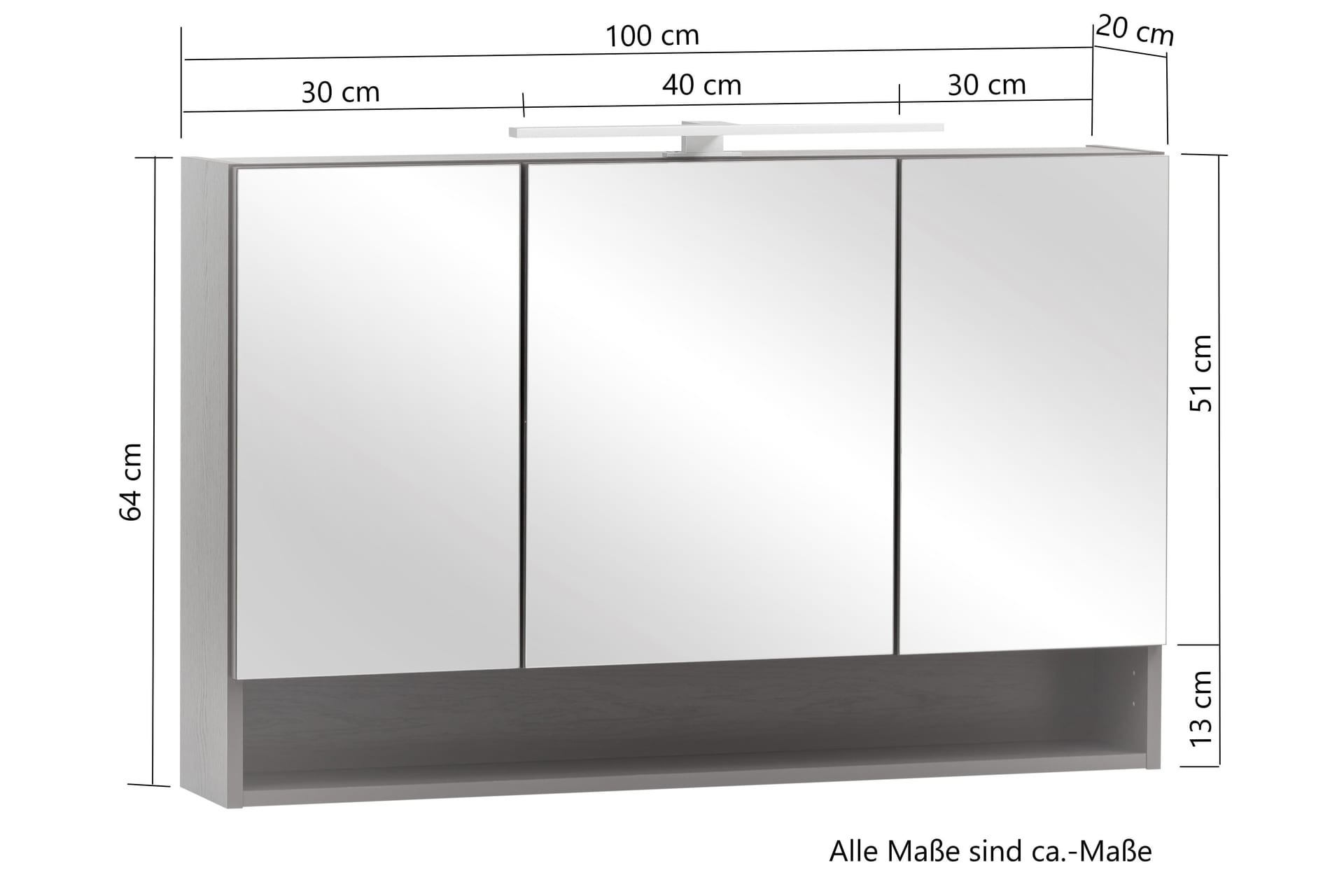 Spiegelschrank Antwerpen Wotaneiche B/H/T ca. 100x64x20cm