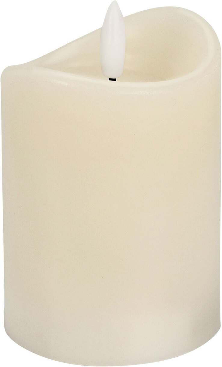 LED Kerze WACHS flackernd 7x10 cm elfenbeinfarbig