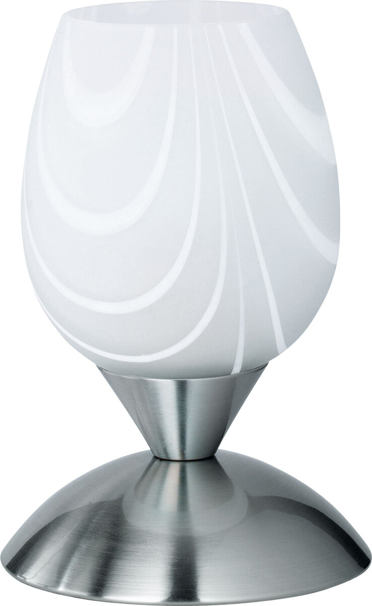 Tischleuchte -Touch me- Massa Nickel/Matt Weiß Dekor H18/Ø12 cm