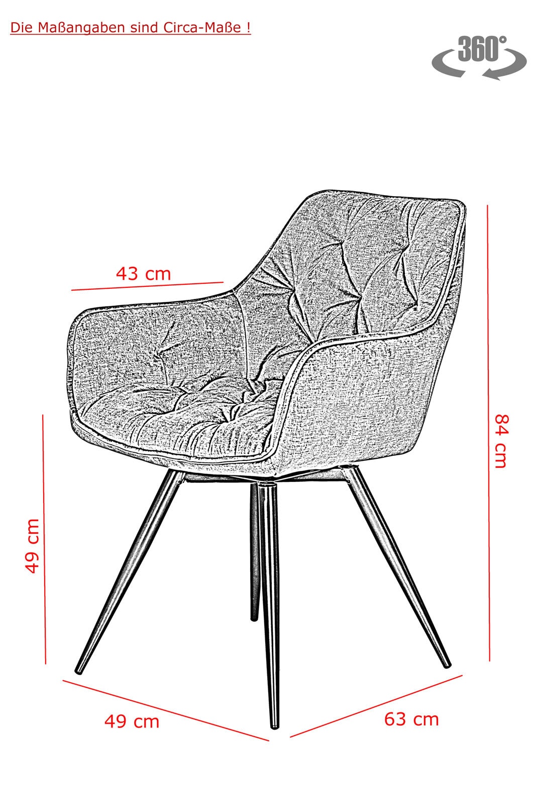 Stuhl Florentina 2er-Set  Samtvelour Anthrazit Vintage Optik 49x84x63 cm 