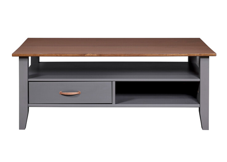 Couchtisch Niclas Massivholz grau/braun 115x45x60 cm