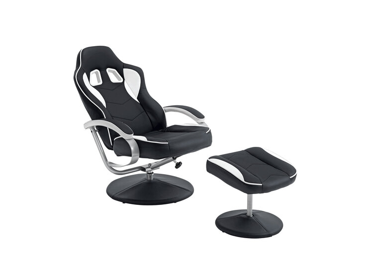 Relaxsessel Formel 1 Kunstleder Schwarz/Weiß