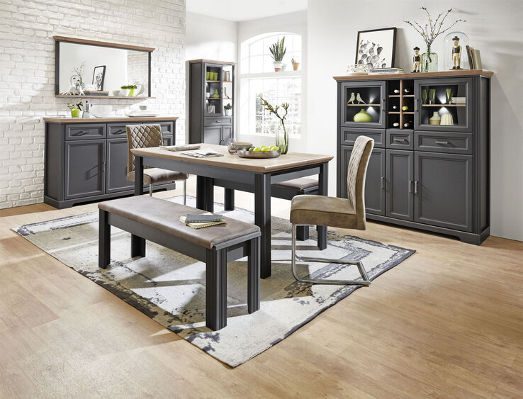 Sitzbank Jasmin Graphit/Artisan Eiche-Optik 126x48x41 cm