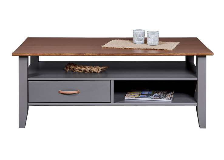 Couchtisch Niclas Massivholz grau/braun 115x45x60 cm