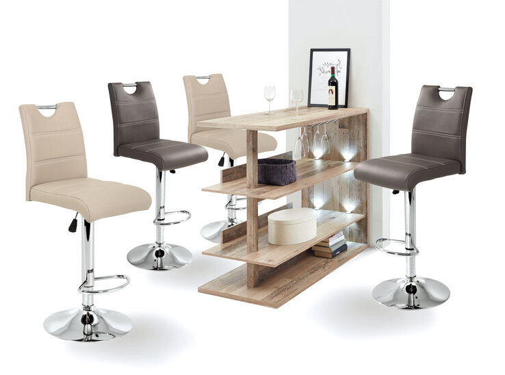 Barhocker Miranda Lederlook Grau 38x97-119x50 cm