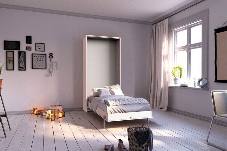 Wandklappbett Juist vertikal Weiß 132x213x43 cm