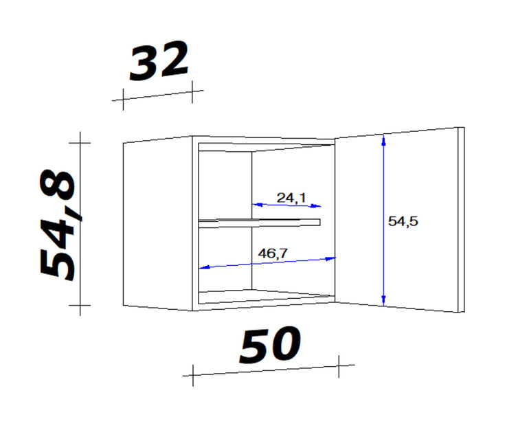 Hängeschrank Valero Weiß/Braun 50 x 54 x 32 cm