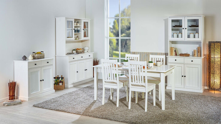 Buffet Jacob 56.1 Kiefer massiv weiß lackiert 131 x 191 x 45 cm