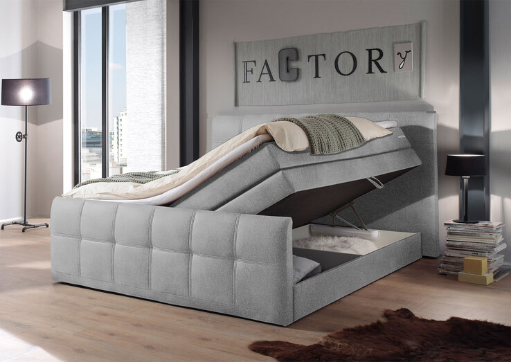 Boxspringbett Sacramento, Grau, 180 x 200 cm