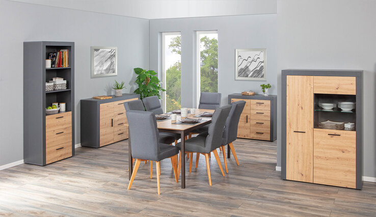 Kommode Roland 1T4S grau/braun 94x86x40 cm