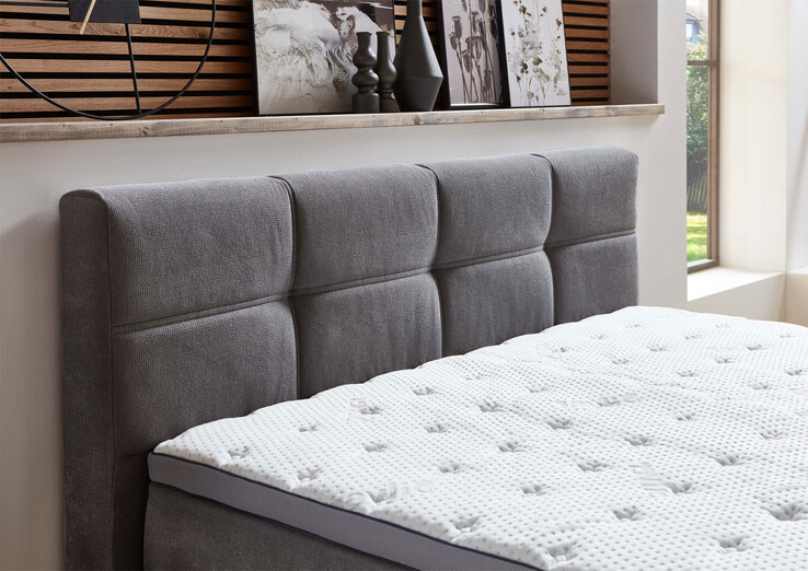 Boxspringbett Portage Stoffbezug Grau ca. 160 x 200 cm