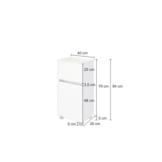 Unterschrank Baabe 40 x 79 cm Weiß matt