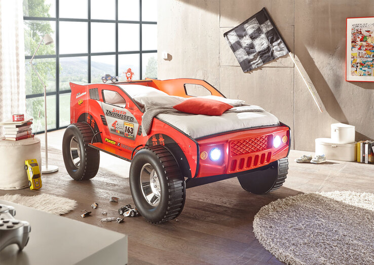 Autobett Jeep 127x96x219 cm rot