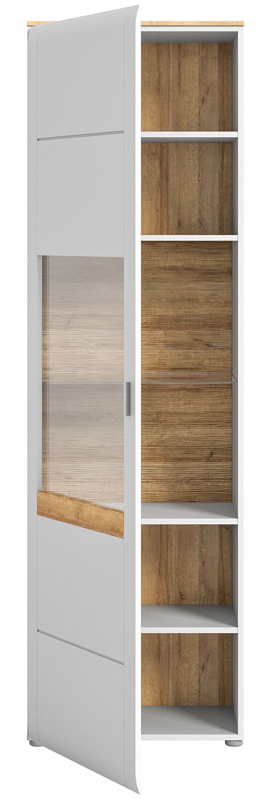 Vitrine Ashton Ashgray matt/Eiche Riviera-Holzoptik 61x202x37 cm