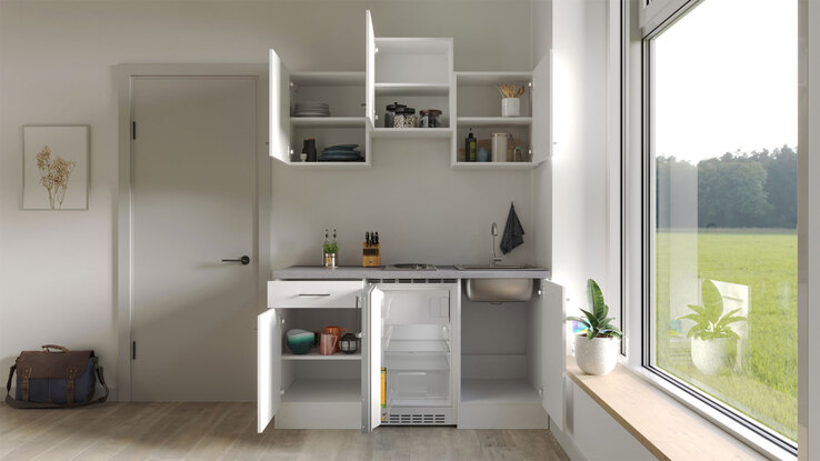 Küchenblock Neo Weiß/Beton 150cm