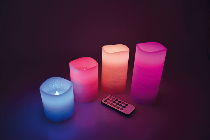 4er Set LED-Kerzen + Fernbedienung Wachs/Kunststoff